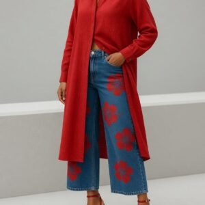 Red Blossom Denim Set