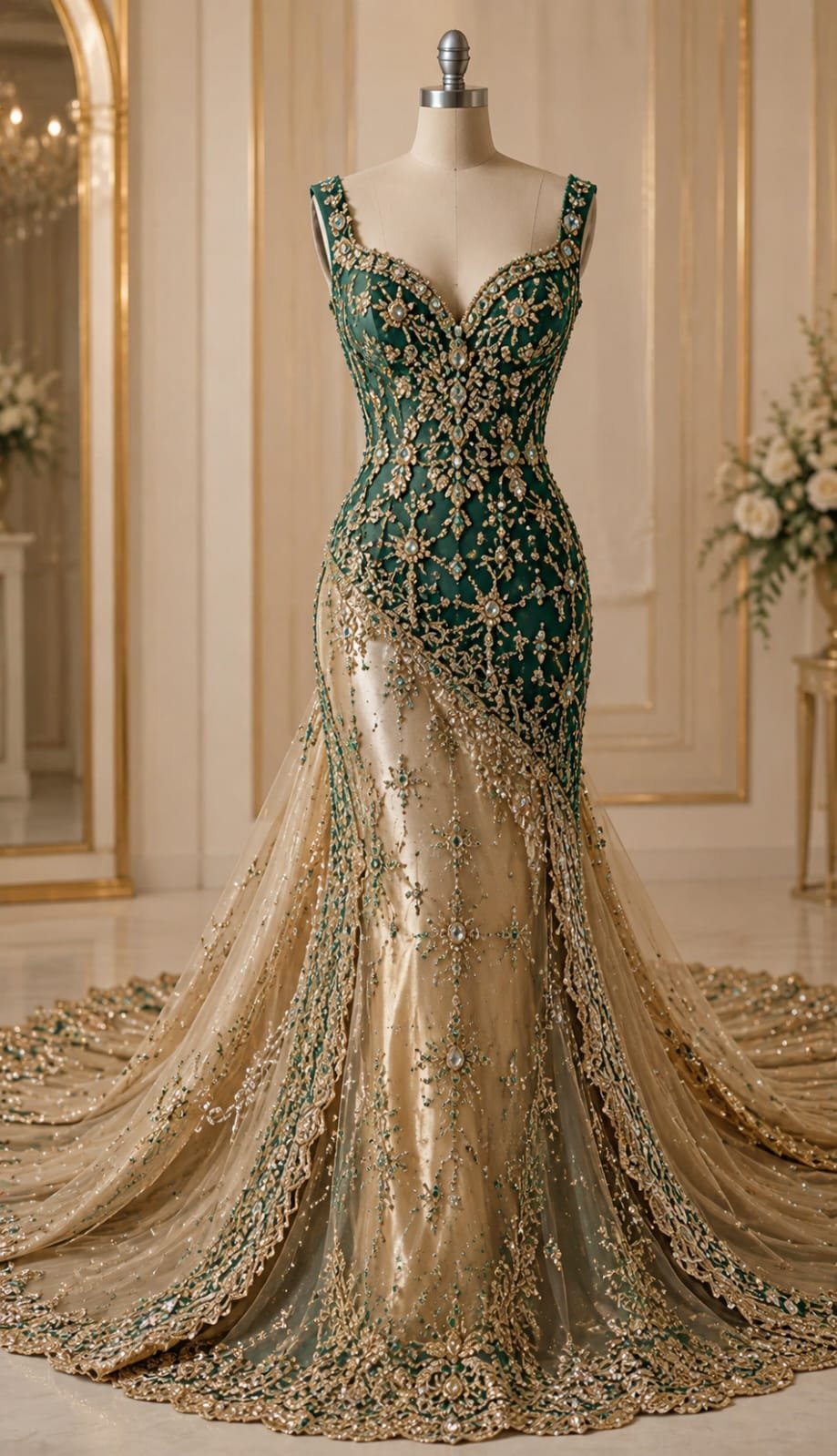 SELLBAY EMERALD LUXURY MERMAID GOWN