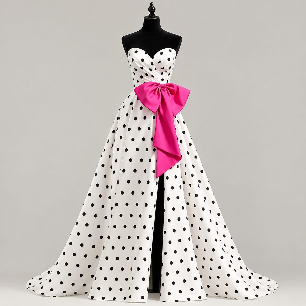 SELLBAY POLKA DOT DEEP V-BACK BALL GOWN ✨ Timeless polka dots. Dramatic silhouette. Elegant deep V-back. EXPLORE A NEW YOU ❣️