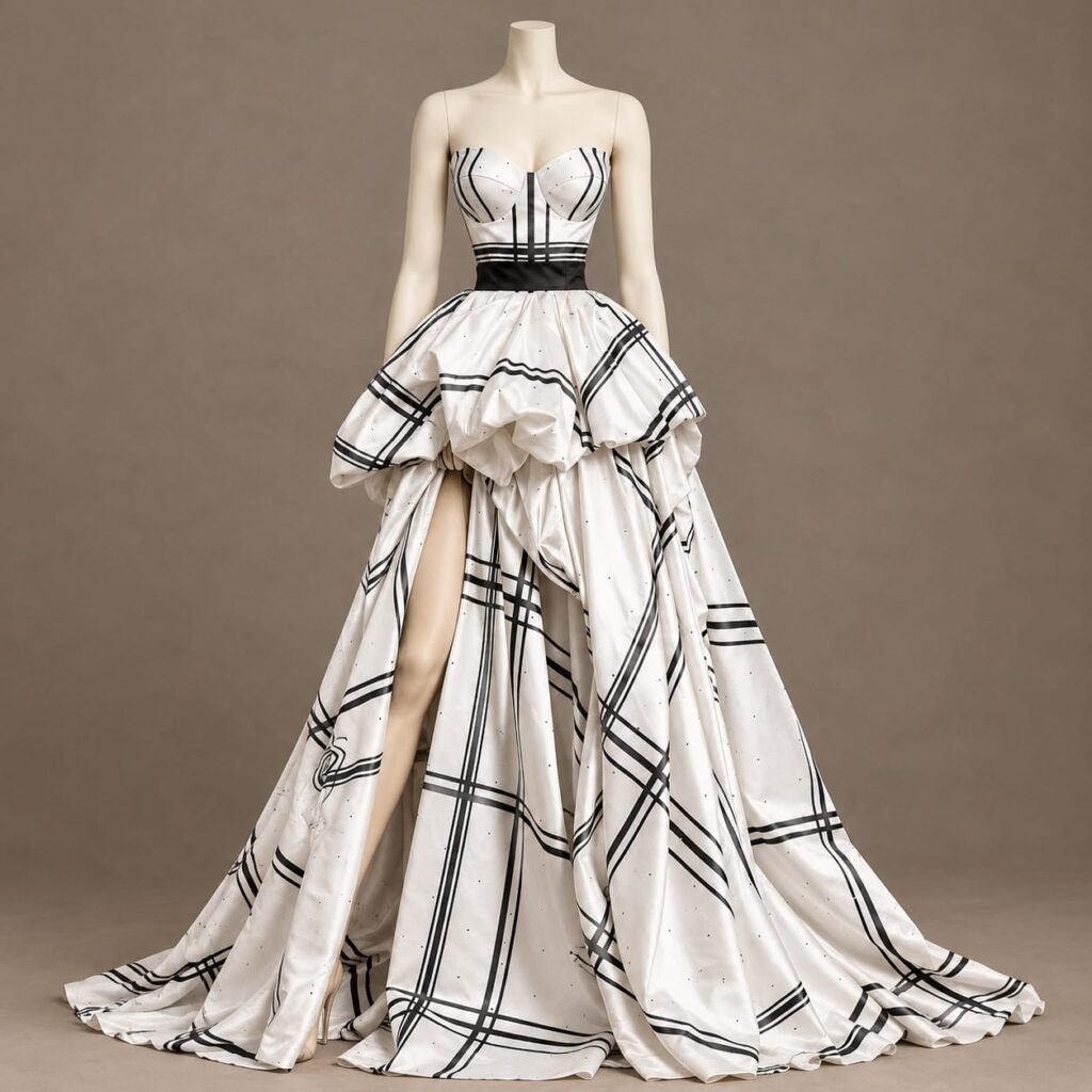 SELLBAY SILK MONOCHROME DRAPE GOWN